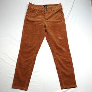 Ann Taylor Velvet Pants Womens 10P Orange Stretch High Rise Skinny Leg 5 Pockets